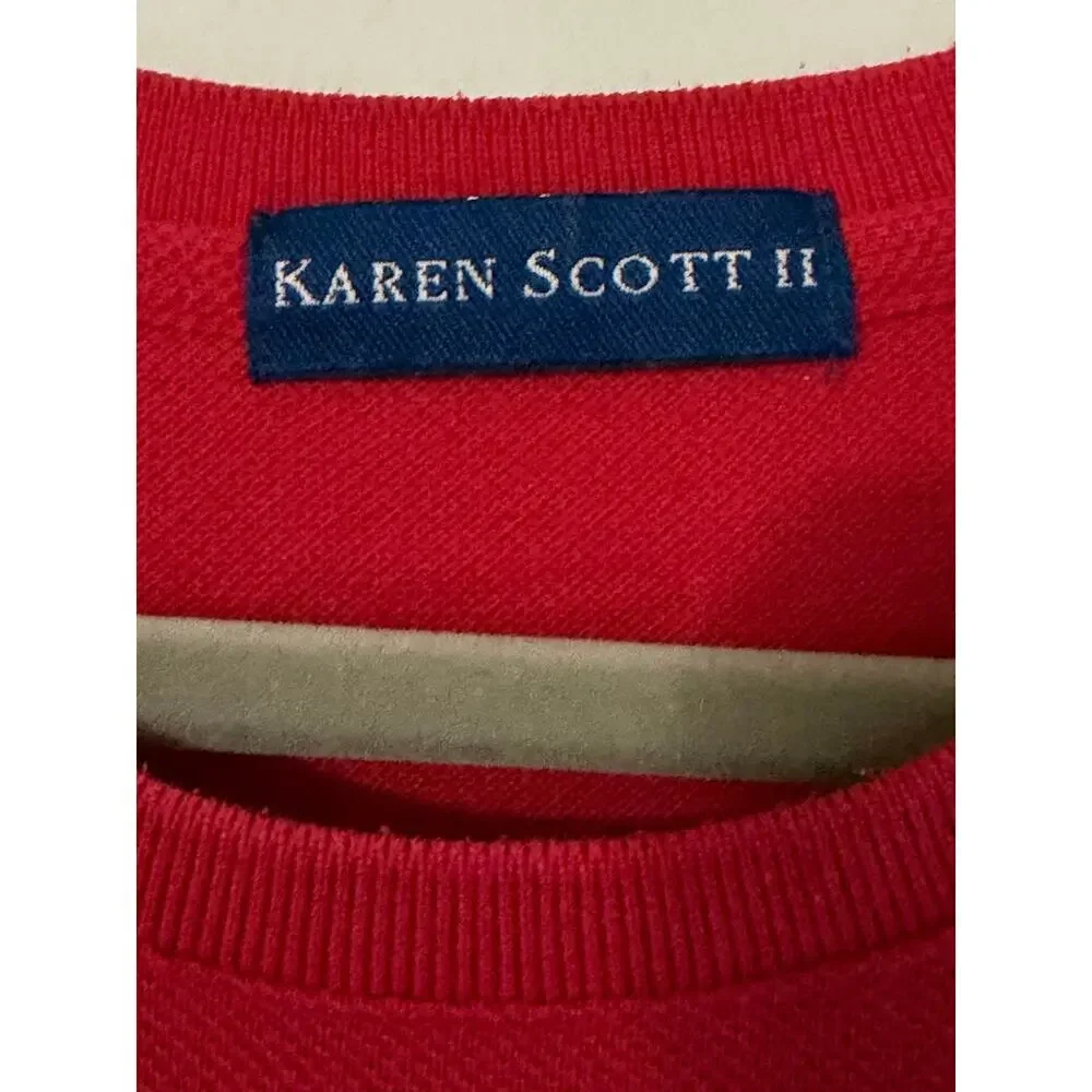 Karen Scott Red Nautical Sailboat Graphic Tee XL